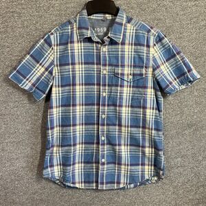 Gap 1969 Shirt Mens S Blue Plaid Short Sleeve Button Down Cotton